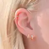 Shevalues Women 3 Pairs Small Earrings Lady Classic 14K Gold Hoop Fashion Tiny Huggie Hoop Earrings Set Hypoallergenic Earring 2