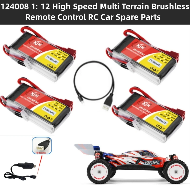 

124008 1: 12 High Speed Multi Terrain Brushless Remote Control RC Car Spare Parts 11.1V 2500Mah Battery/USB