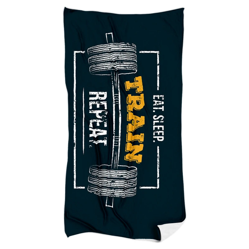 Quick Drying Microfiber Motivational Quote Eat Sleep Train Repeat Grunge Effect Barbell Travel Sports Towel for Gym Fitness 6