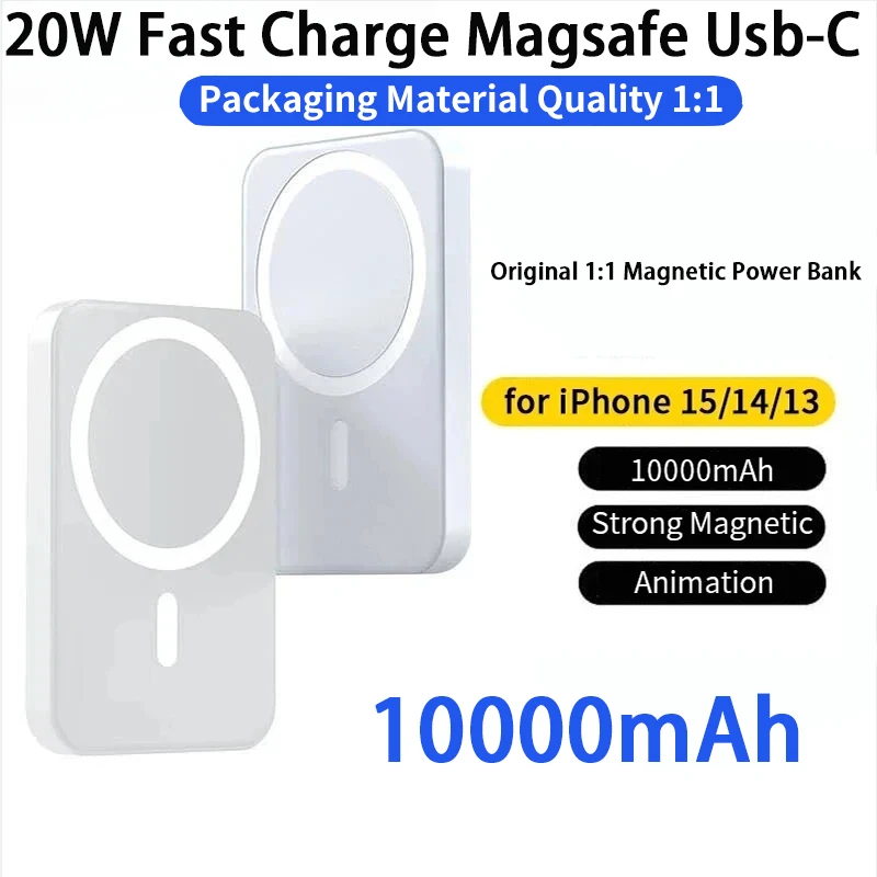 

Оригинальный 1:1 Magsafe 10000 мАч 15 Вт портативное зарядное устройство магнитное портативное зарядное устройство с быстрой зарядкой окно Беспроводная батарея портативная для iPhone