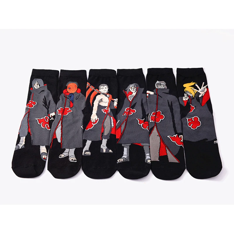 Носки Akatsuki 6 пар хлопковые для косплея ниндзя по японскому аниме Itachi взрослых и