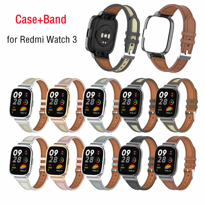 

Slim Leather Bracelet For Xiaomi Redmi Watch 3 Strap Wrist Band with Metal Case Wristband For Redmi Watch 3 Correa Watch3 Strap