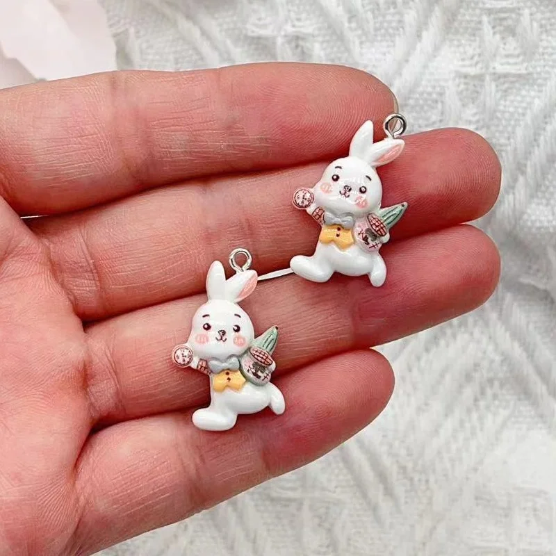 10 Stück Cartoon Tier Harz Charms Kawaii DIY Dekor Zubehör Ohrring Schlüsselanhänger Halskette Schmuckstück Anhänger Schmuckzubehör Charms – Detail 7