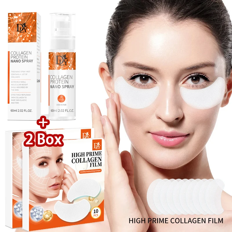 Hydrolyzable Highprime Collagen Eye Mask Serum Spray Set Fade Fine Lines Removal Dark Circles Soluble Essence Filler Eye Care pdto highprime collagen растворимая пленка fade fine lines антивозрастная увлажняющая маска