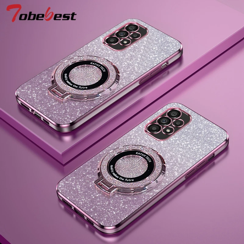 Glitter Plating Magnetic Holder Phone Case with Universal Compatibility