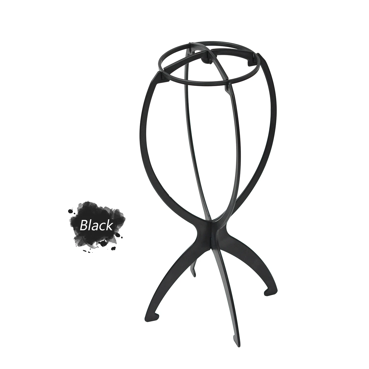 1Pcs 가발 스탠드 블랙 휴대용 접이식 가발 홀더 가발 및 모자 디스플레이 스탠드 홈 살롱 여행용
