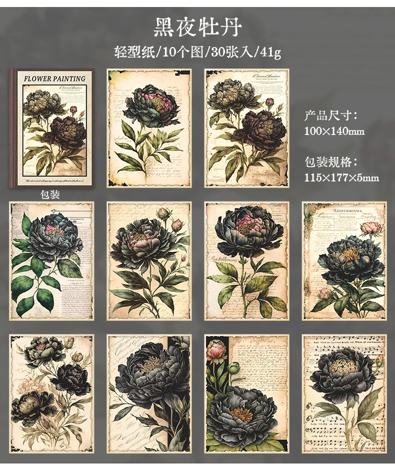 Yoofun 30 Blatt Collage Dekor Material Papier Blume gemalt Buchseiten Vintage Pflanze kreative DIY Junk Journal Scrap booking DIY – Detail 15