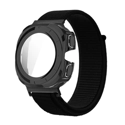 Durable Nylon Strap with Protective Case for Galaxy Ultra 47mm (Black-Black)