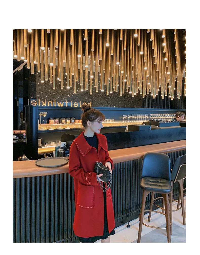 fragrant shadow double-sided for women, 2020 autumn and winter new medium long red woolen coat_voghion.com