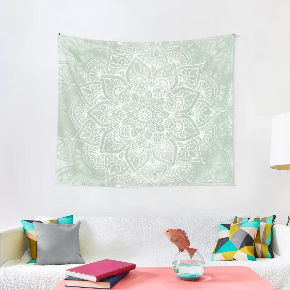 

Mandala, Yoga Love, Sage Green, Boho Art Tapestry Decoration For Rooms Room Decor Aesthetic Cute Decor Tapestry