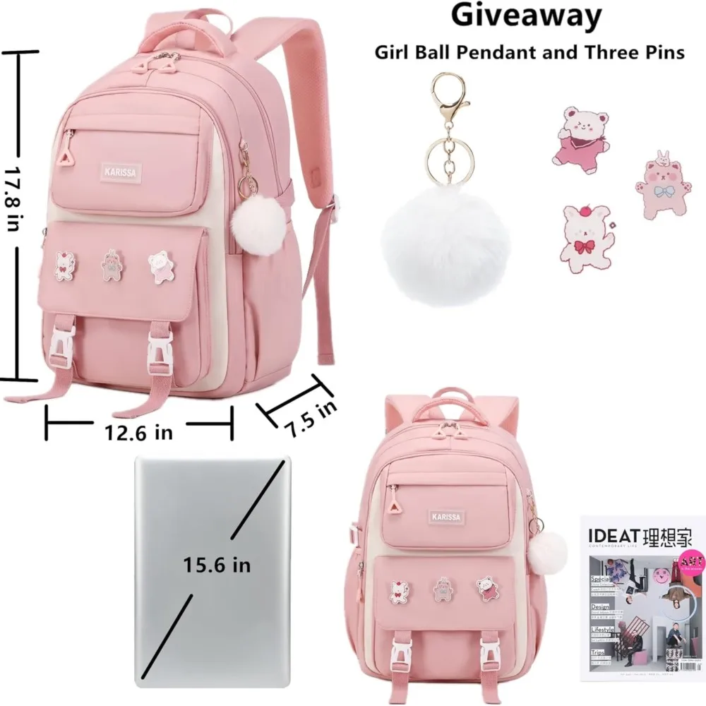 Girls Backpack for Elementary Kids School Bookbag Set Kawaii Children Backpacks for Girls Water Resistant Primary School Bag 5