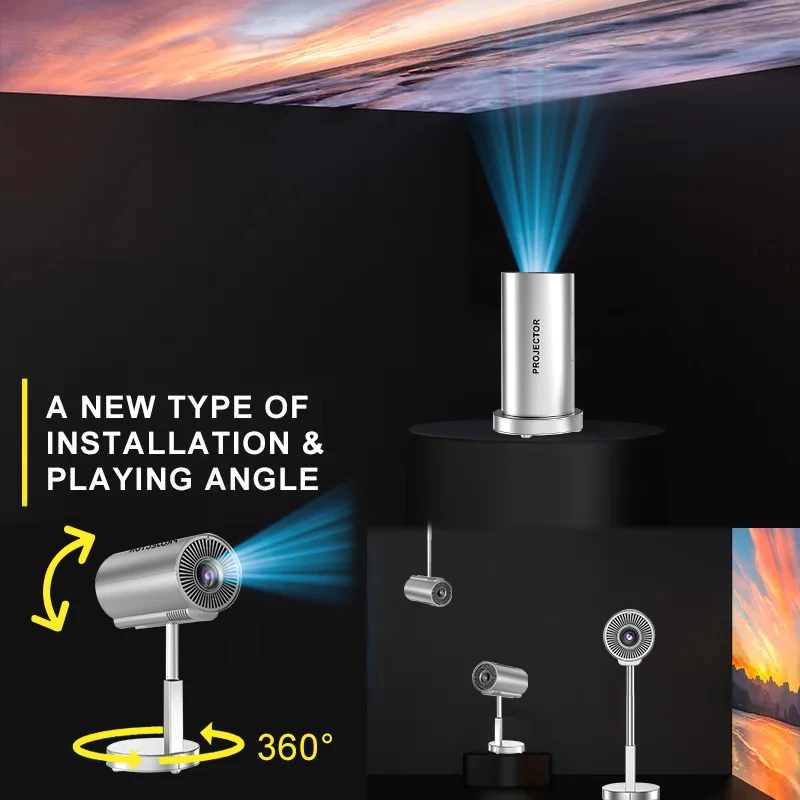 Portable Projector Salange X5 1080P Android11 Wifi Support 4K Low Noise Hidden Bracket Projector for Home Bedroom Outdoor