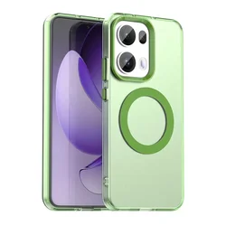 Magnetic Wireless Charging Matte Case - Shockproof Acrylic Cover for OPPO Reno 13F (Green)