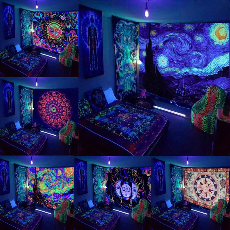 NYMB Psicodélico Negro Blanco Hoja De Cannabis Arte De Pared Decoración Del Hogar, Hoja De Marihuana En Hippie Corbata - Tinte Mandala Gypsy Tapiz De Pared Decoración Para Dormitorio Sala Dormitorio