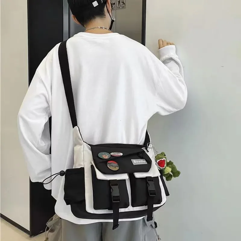 Harajuku Nylon Canvas Crossbody Bags Messenger Bag Girls School Book Bags Shoulder Bags Women Men canvas bag shoulder bag ladies handbag crossbody bag