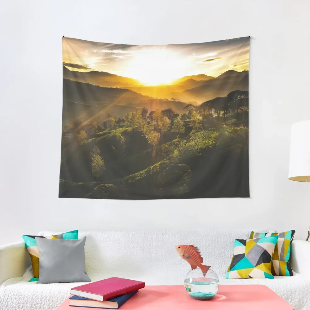 

Green Sunrise Tapestry Decorative Wall Murals Decoration Aesthetic Wallpaper Bedroom Tapestry