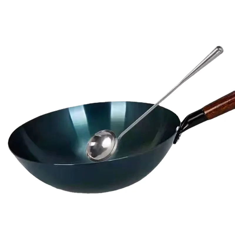 

Round Bottom Wok 14" Seasoning Woks Blue Iron Cookware Traditional Chinese Cookware for Electric Induction Cooktops