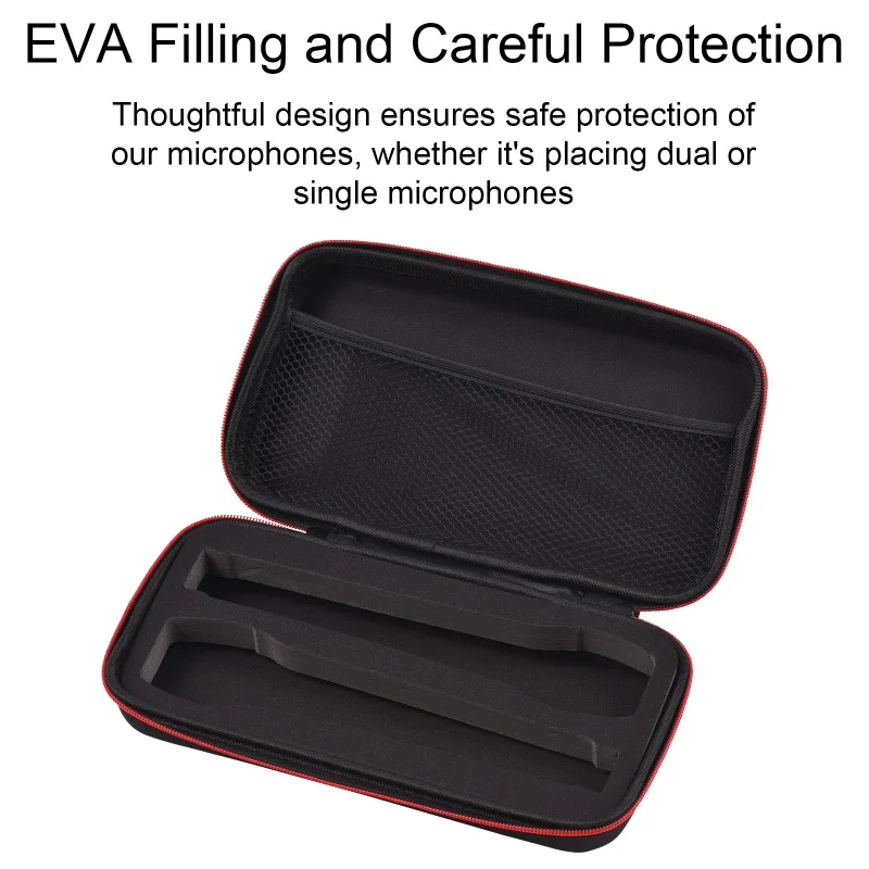 Microphone Case Dual Microphones Carrying Bag Water-resistant Shock-proof for Storing 2 Microphones