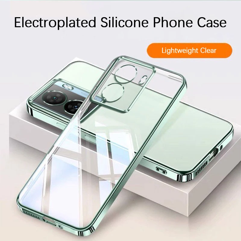 Premium Transparent Plating Silicone Phone Case - Soft Luxury Bumper Cover