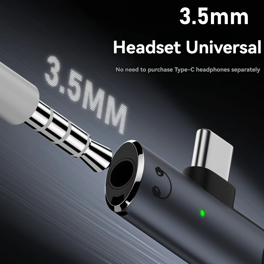 Dual-Function USB-C to 3.5mm Audio and Charging Adapter with 100W Fast Charge Capability