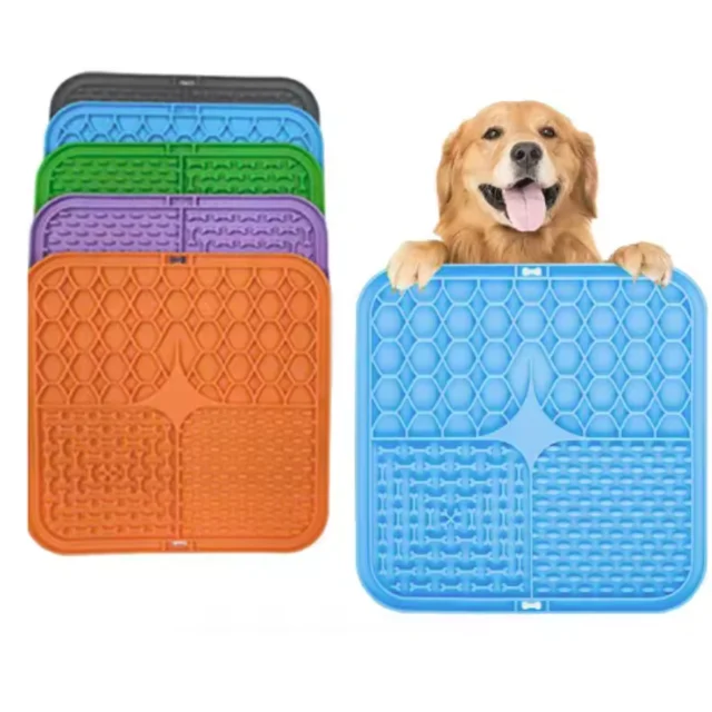 Pet Lick Silicone Mat Slow Feeder Dog Food Plate Bathing Distraction Sucker Training Feeder Supplies for Dogs 5
