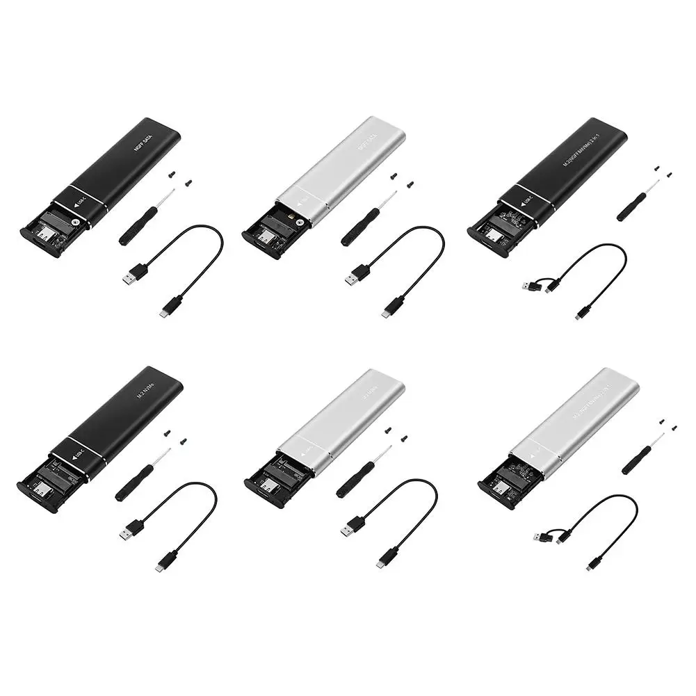 Dual Protocol M2 SSD Case M.2 NVMe SATA SSD Enclosure Adapter 10Gbps USB 3.1 Type C External Enclosure Supports M And B&M Keys