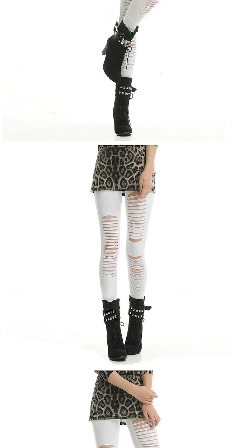 Sexy Leggings Ripped Leggins Women Low Waist Pants Hollow Out Leggings Stretch Dancing Club Street Pants - view