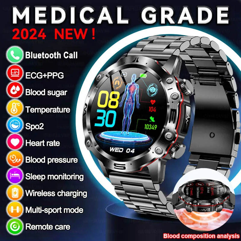 Montre Pour Hommes Portables 2024 Montre Connectu00e9e Ecg/Hrv