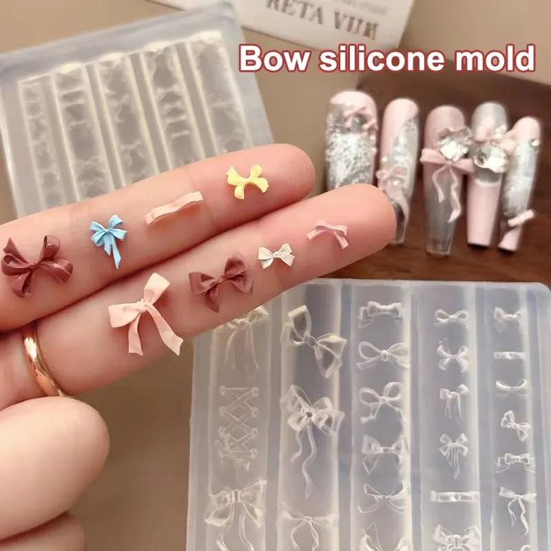 보우 네일 스텐실 3D 네일 아트 몰드 수제 DIY 매니큐어 장식 도구 (살롱 액세서리 및 네일 케어 용품)