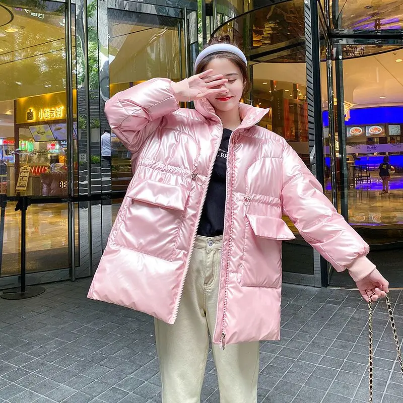 Maternity Down Puffer Jacket Pregnant Women Quilted Puffer Parka Coat Drawstring Waist Winter Coat Trendy Jacket