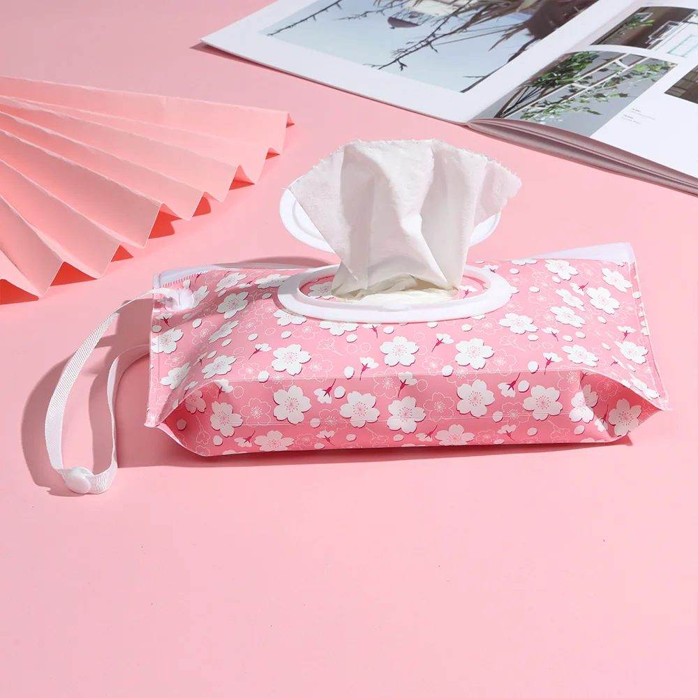 Portable Snap-Strap Wet Wipes Bag 1Pc Fashion Cosmetic Pouch Tissue Box Stroller Accessories Cute Carrying Case Baby Product tissue box wet wipe case baby wipe case wet wipes case wet wipes box