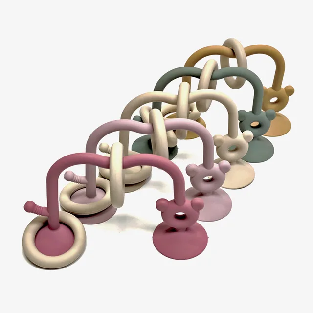 Bébé puzzle enroulement perles jouets silicone meulage jouets visuels pour les enfants peuvent roer éducation précoce enroulement perles ventouse jouets 2