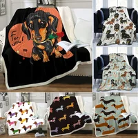 Puppy Dog Blanket Dachshund Dog Printed Blanket Fleece Blanket Flannel Sleep Comfort Super Soft Sofa Blanket 1