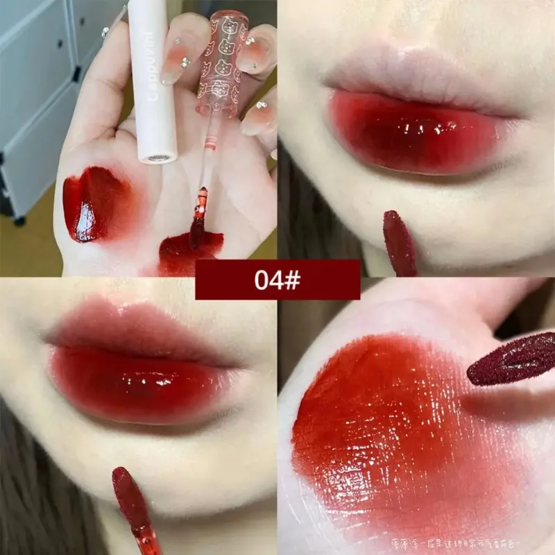 Cherry Pink Lip Plumper Gloss Crystal Jelly Oil Lip Tint Korean Long-lasting Waterproof Lipstick Lips Plumper Liquid Lipstick