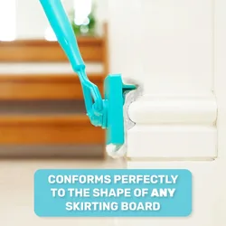 Premium Baseboard Cleaner Mop Pad with Long Handle - Versatile Wet/Dry Dusting Tool (SKY BLUE)