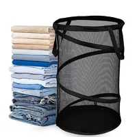 Dirty clothes storage basket cylindrical dirty clothes basket mesh yarn put clothes storage basket home large laundry basket 2
