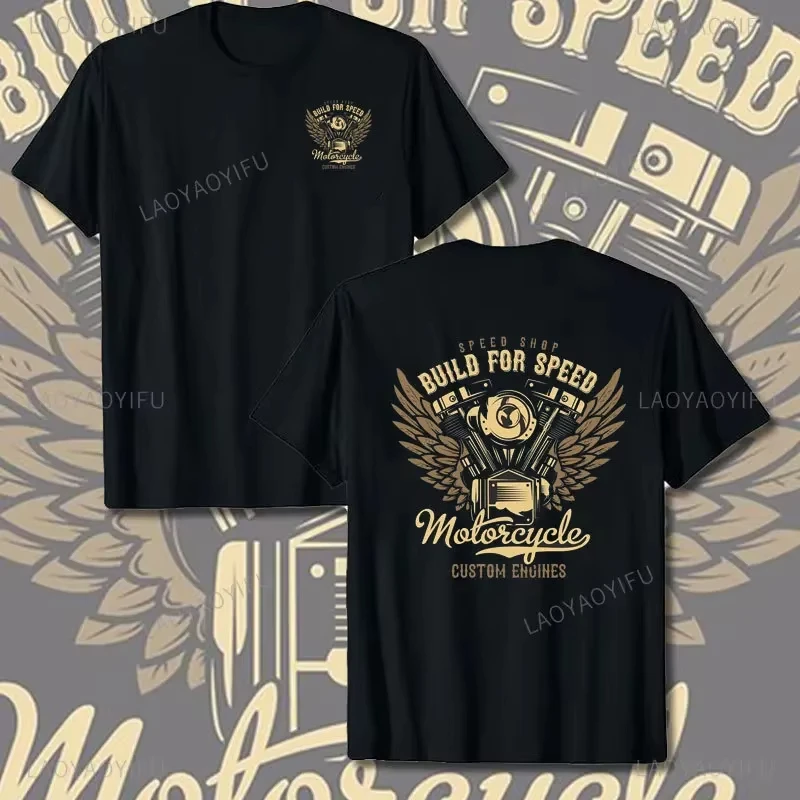 Crossed Pistons Mechanic Garage Engine Grafik-T-Shirt Sommer Cooles Herren-Baumwoll-T-Shirt All-Match Hipster Streetwear Herren-T-Shirt – Detail 3