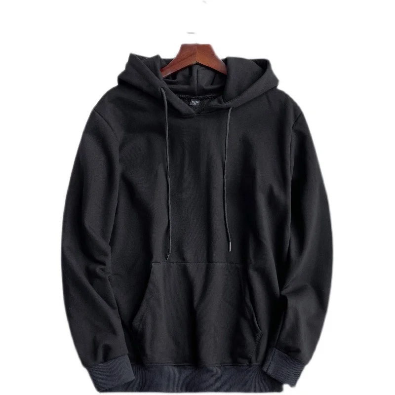 

Basic solid color loose trendy men's hoodie with a hooded inner layer