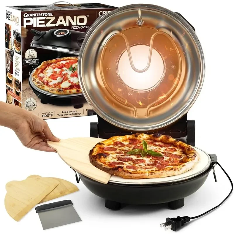 

Духовка для пиццы Piezano Granitestone, электрическая духовка для пиццы, домашняя портативная, 12-дюймовая внутренняя печь для пиццы, столешница