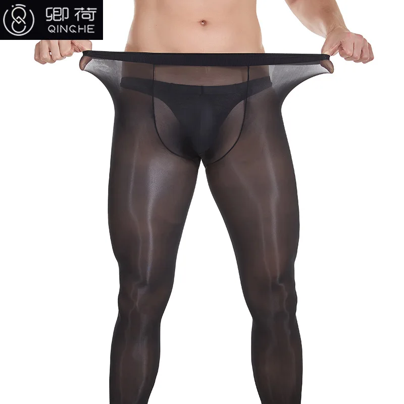 

Sexy Oil Gloosy Shiny Pantyhose Man High Waist Peni Pouch Lingerie Stockings Sexy Transparent Tights Nylon Stocking Long Legging