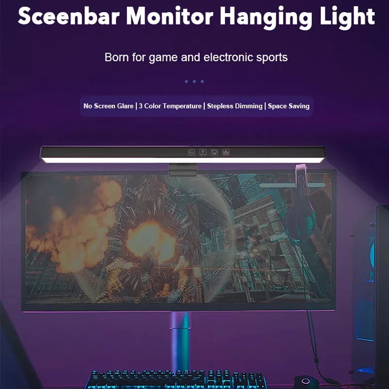 RGB LED Computer Monitor Light Bar Display Screen Hanging Lamp Eye Protection Lamp For Learning/Reading/Work Dimming Night Light 3