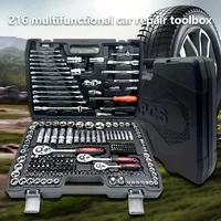 1 ensemble de 46 outils de réparation automobile, boîte à outils avec clé à cliquet, kit de réparation de douilles pour l'entretien automobile, kit de quincaillerie, kit d'outils de réparation automobile multifonctionnel 1