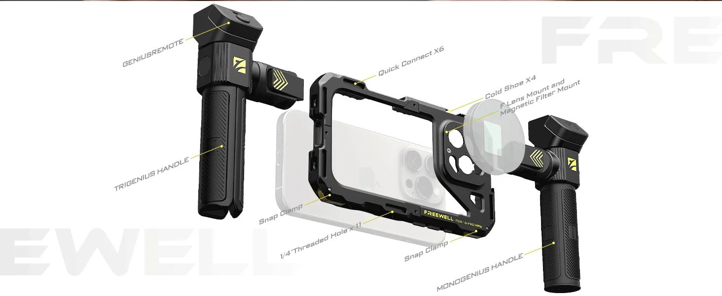 Freewell Multifunction Smartphone Rig Cage Compatibility iPhone 16 / 17 Pro & Pr