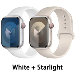 Dual Pack Silicone Sport Band for Smartwatches - Versatile and Durable Strap Collection (White-Starlight)