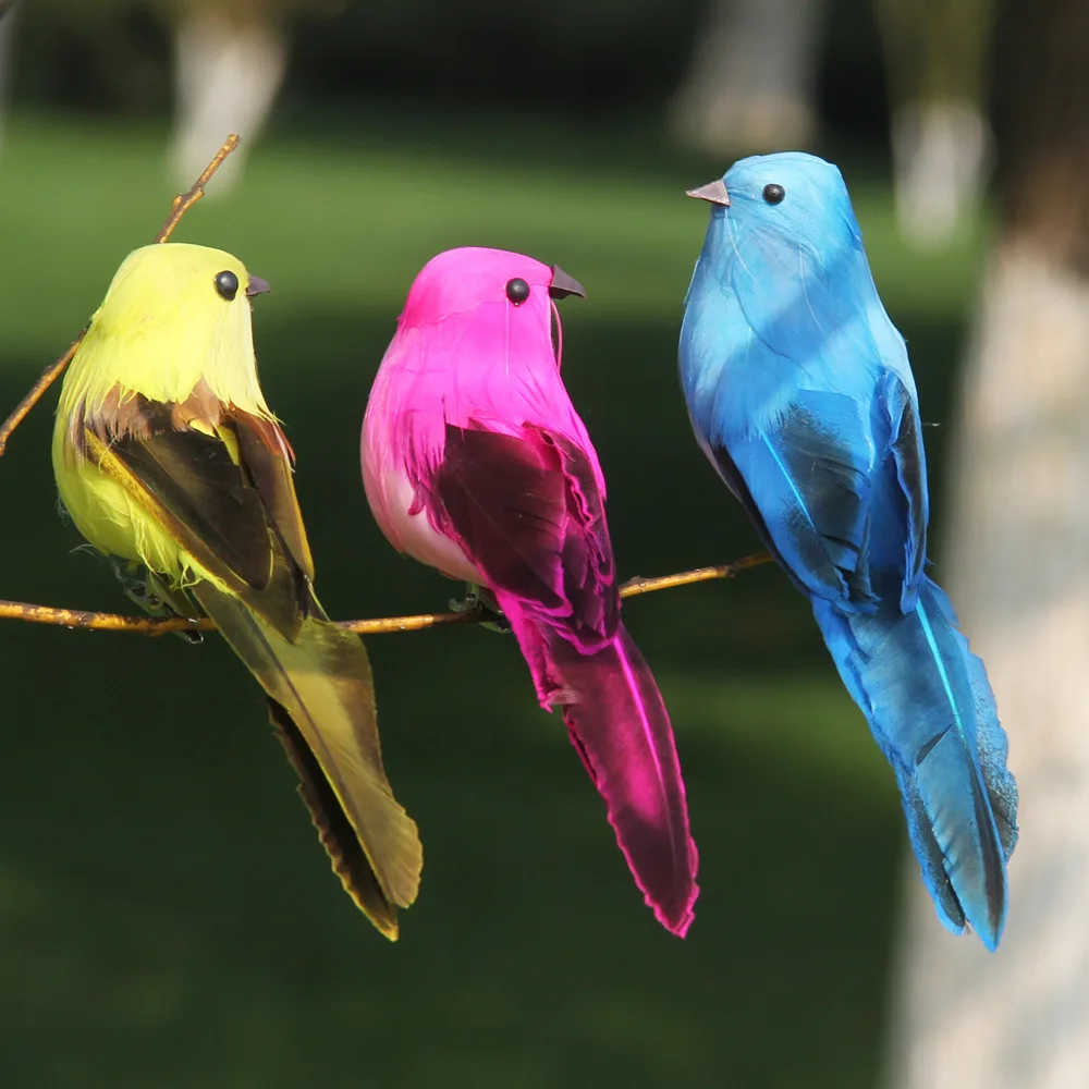 Parrot Ornaments Parrot Garden Props Artificial Feather Bird Decoration Creative Foam Home Outdoors Garden Wedding Decoration Ornament 1pc Feather Artificial Parrots Imitation Bird Model DIY Party Use