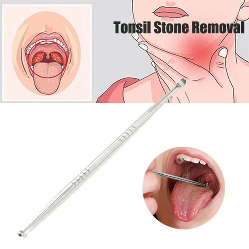 1Pc Stainless Steel Tonsil Stone Removal Ear Wax Remover 2 In 1 Double Head Tool Nonslip Mouth Cleaning Health Care Fresh Breath