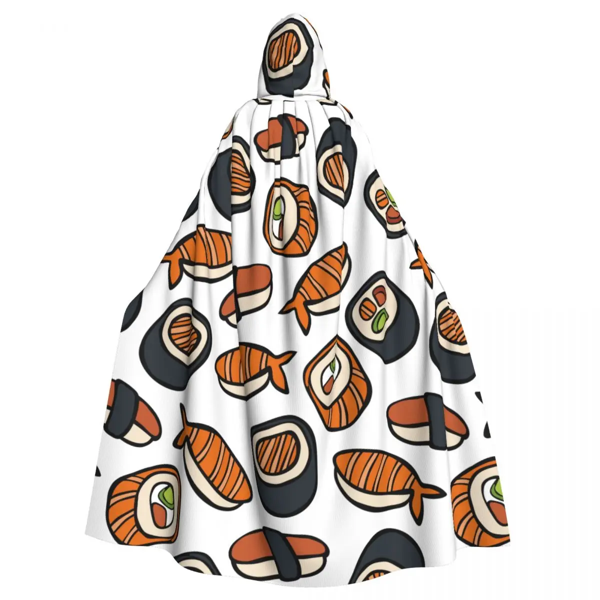 

Adult Cloak Cape Hooded Cute Japanese Sushi And Rolls Medieval Costume Witch Wicca Vampire Elf Purim Carnival Party