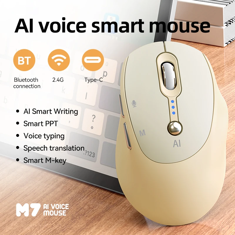 NEW AI Mouse Voice Intelligent Bluetooth 2.4G Wireless Type-C Charging Voice Input Writing Translation Tablet Laptop Quick input