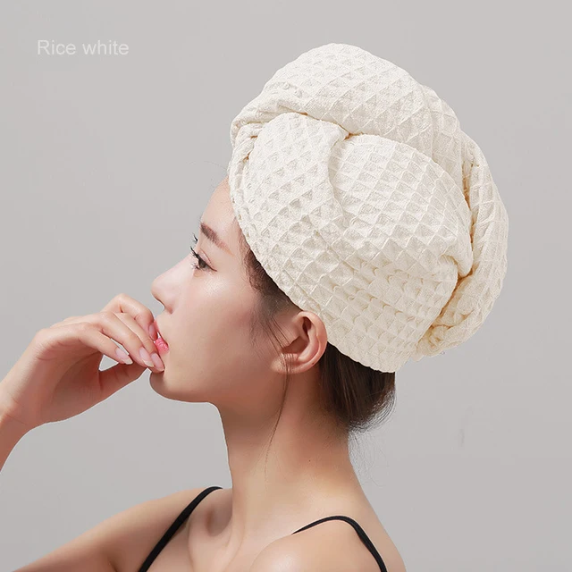 Gofri Abszorbens Haj Törülközők Gyorsan Szárítás Puha Nők Fej Törülköző Turbán Hajszárításhoz Anti-Chuse Fürdőfürdő - Image 4