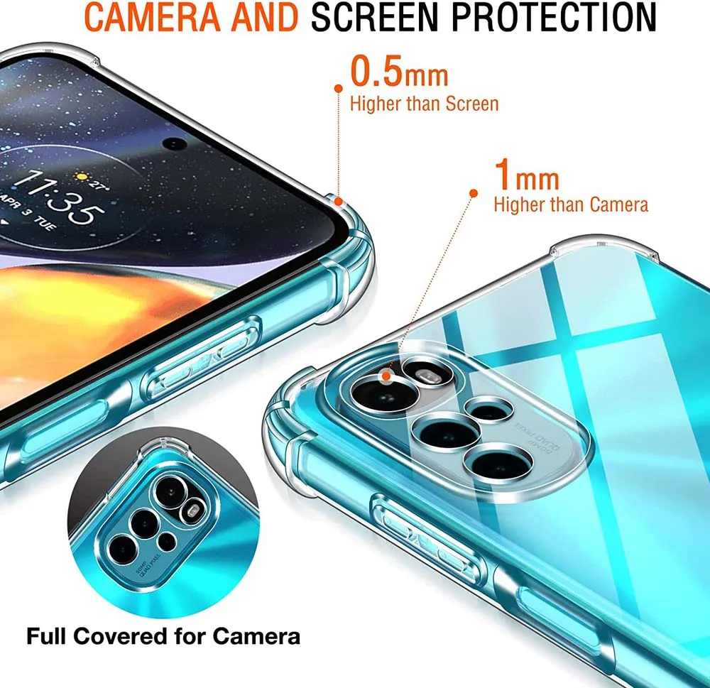 Phone Case Phone Protector Cover 1.5MM Thick Air-Bag Clear Case For Motorola Moto G10 G20 G30 P40 Power G13 G14 G31 G41 G60 G54 5G Brazil Shockproof Back Cover